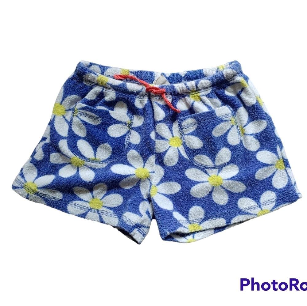 Mini Boden Printed Towelling Shorts 9Y Daisy Terrycloth Drawstring Short…